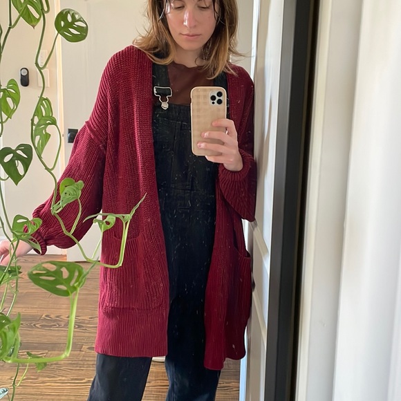 Back Beat Co. Sweaters - Backbeat Co red robe cardigan organic cotton XS/S euc